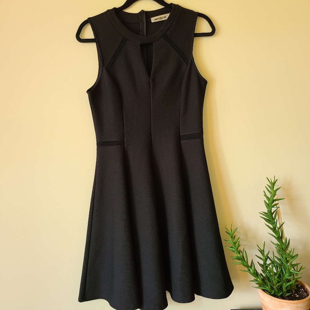 Modcloth black skater dress textured